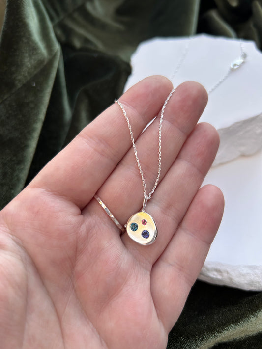 Tide Pool Necklace- Iolite, Topaz, and Tourmaline