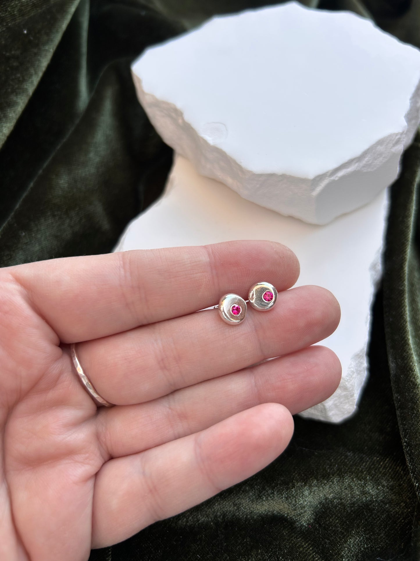 Lab Ruby Meteor Earrings