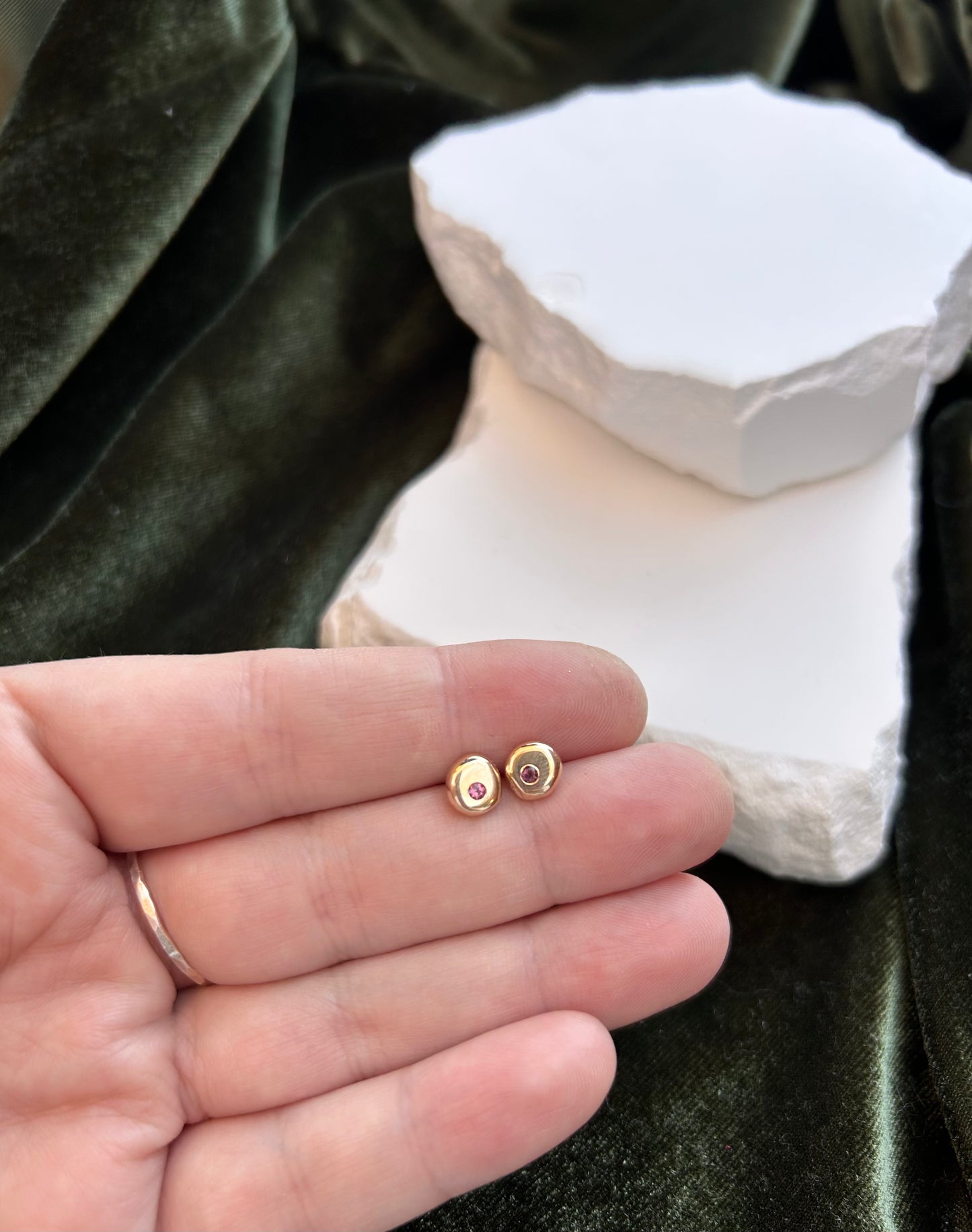 14k Gold and Tourmaline Meteor Earrings