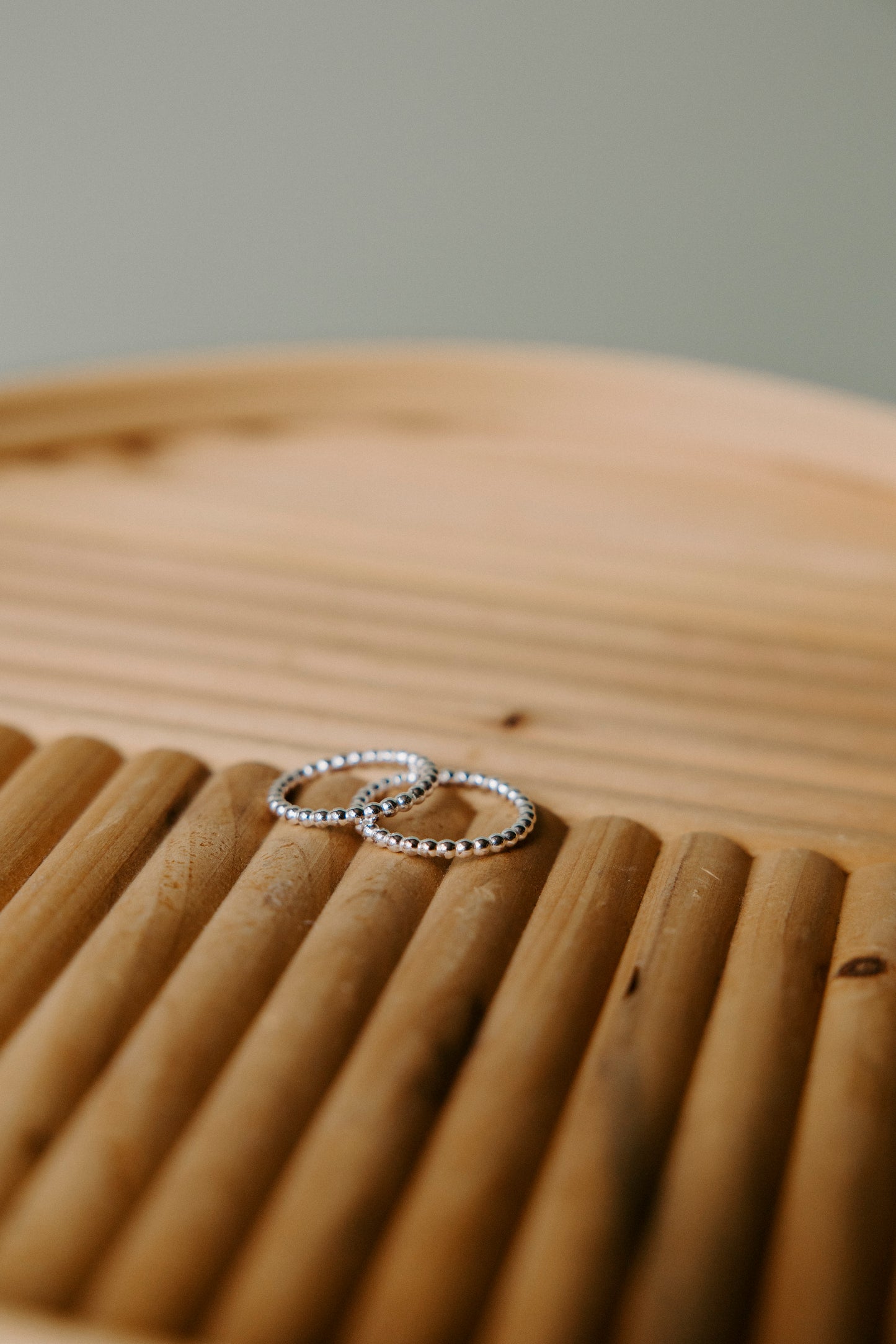 Beaded Stacking Ring- Sterling Silver