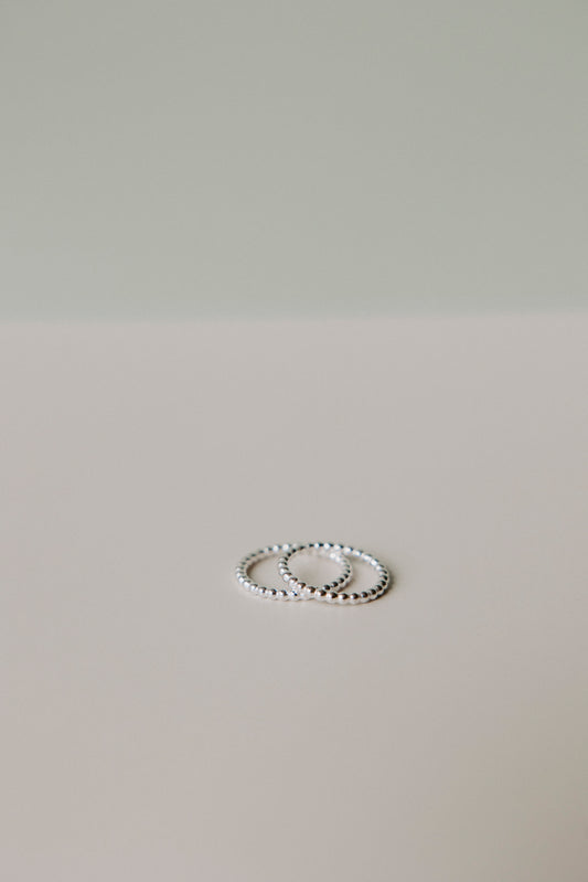 Beaded Stacking Ring- Sterling Silver