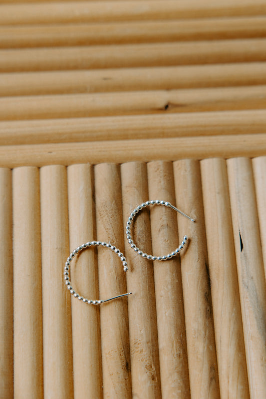 Beaded Halo Hoops- Sterling Silver