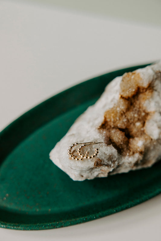 Beaded Huggie Hoops- 14k Gold Filled