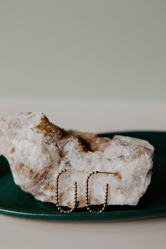 Beaded Oblong Hoops- 14k Gold Filled