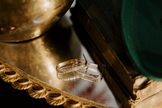 Oblong Scarlet Hoop Earrings- 14k Gold Filled