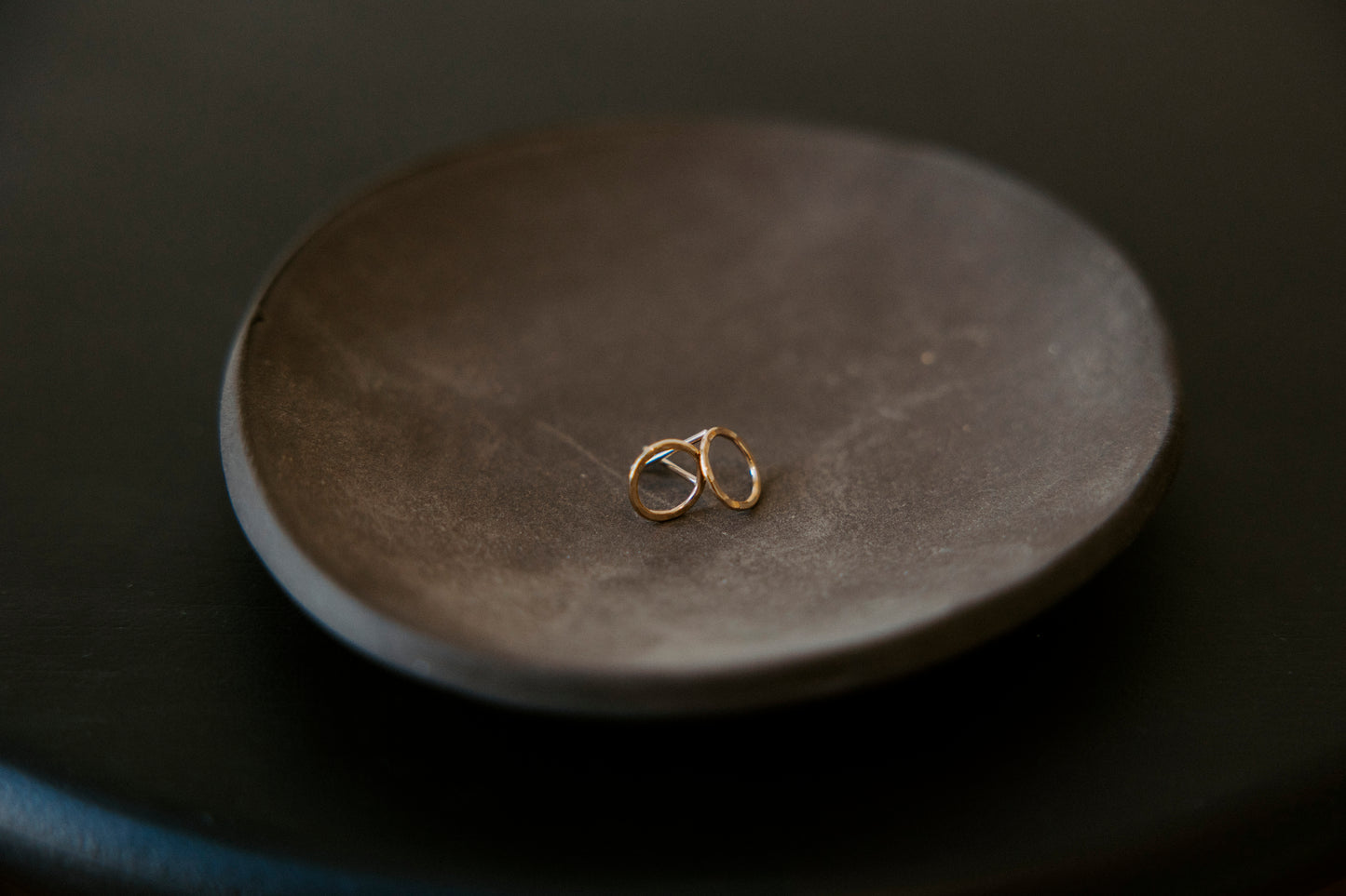 Tiny Circle Stud Earrings- 14k gold filled
