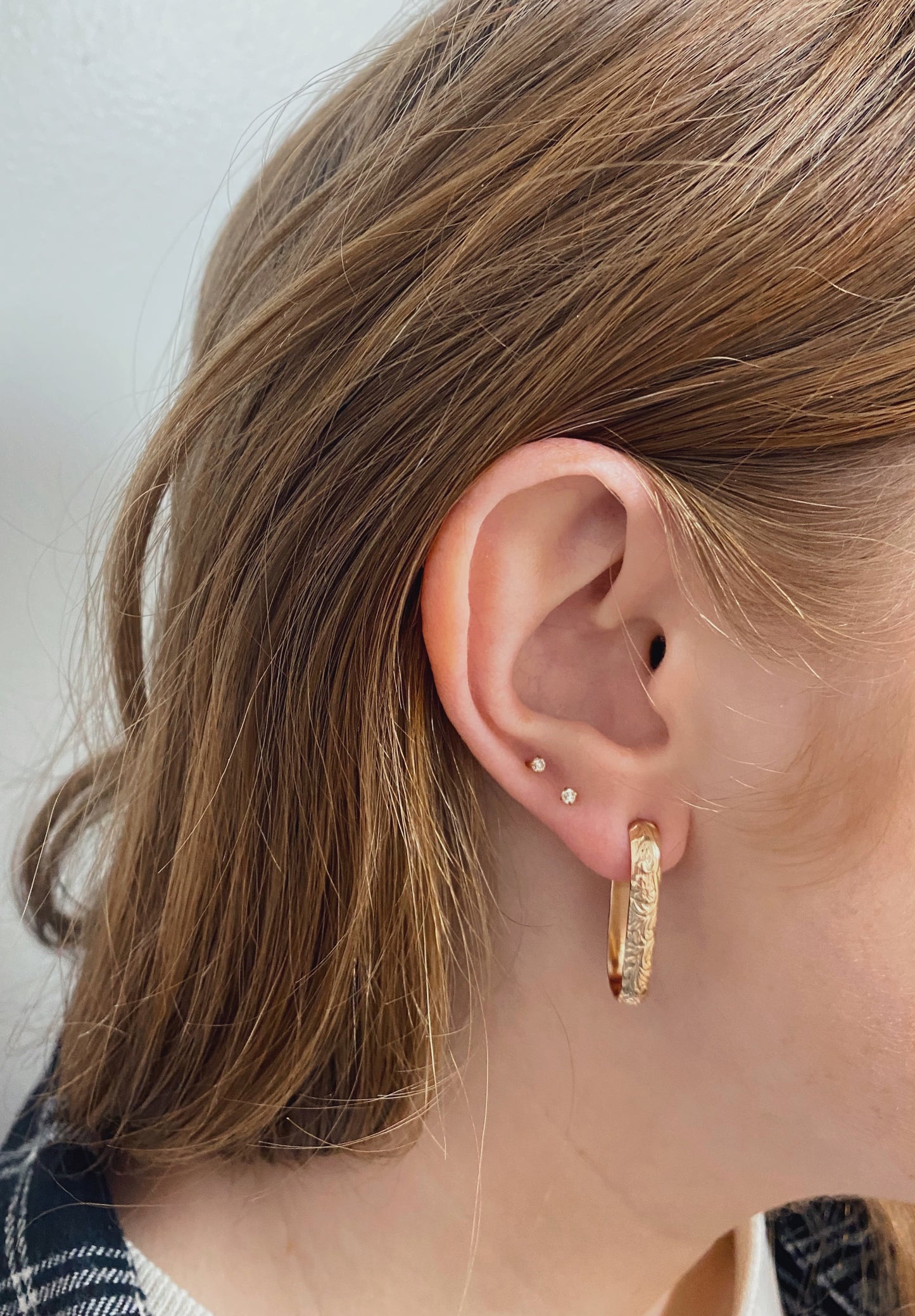 Oblong Scarlet Hoop Earrings- 14k Gold Filled