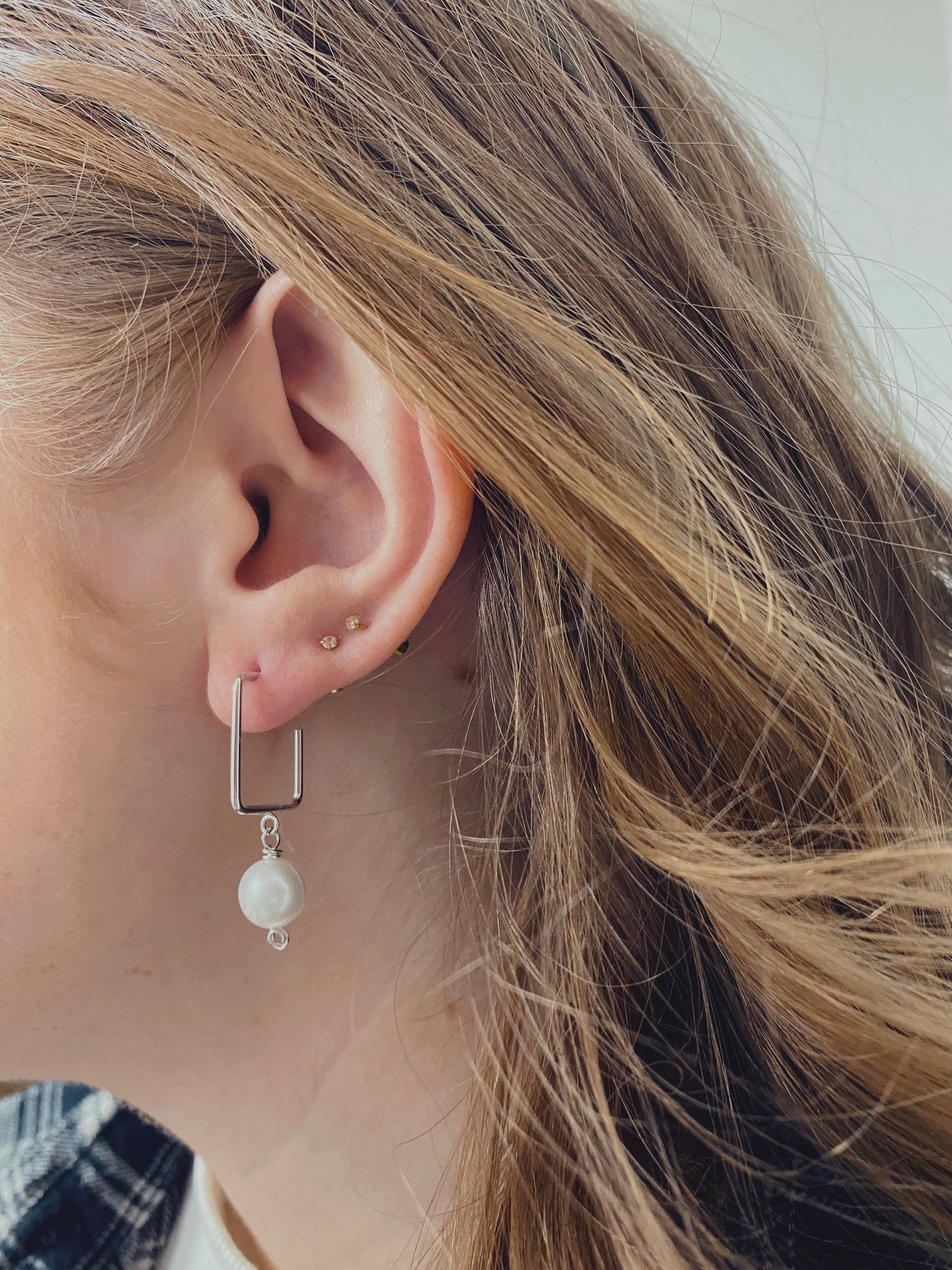 Pearl Haney Hoop Earrings - Sterling Silver