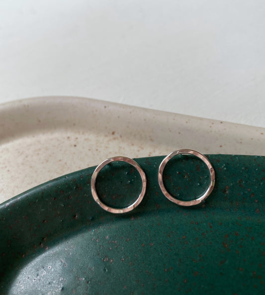 Large Circle Stud Earrings- Sterling Silver