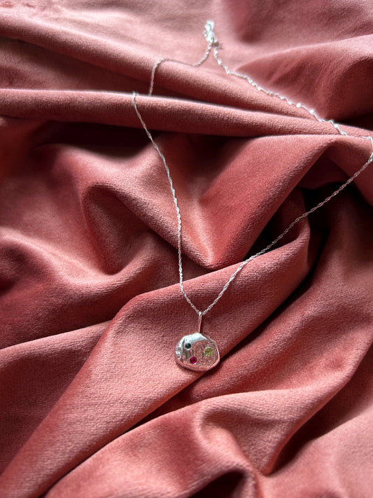 Tide Pool Necklace- Topaz, Lab Ruby, and Peridot