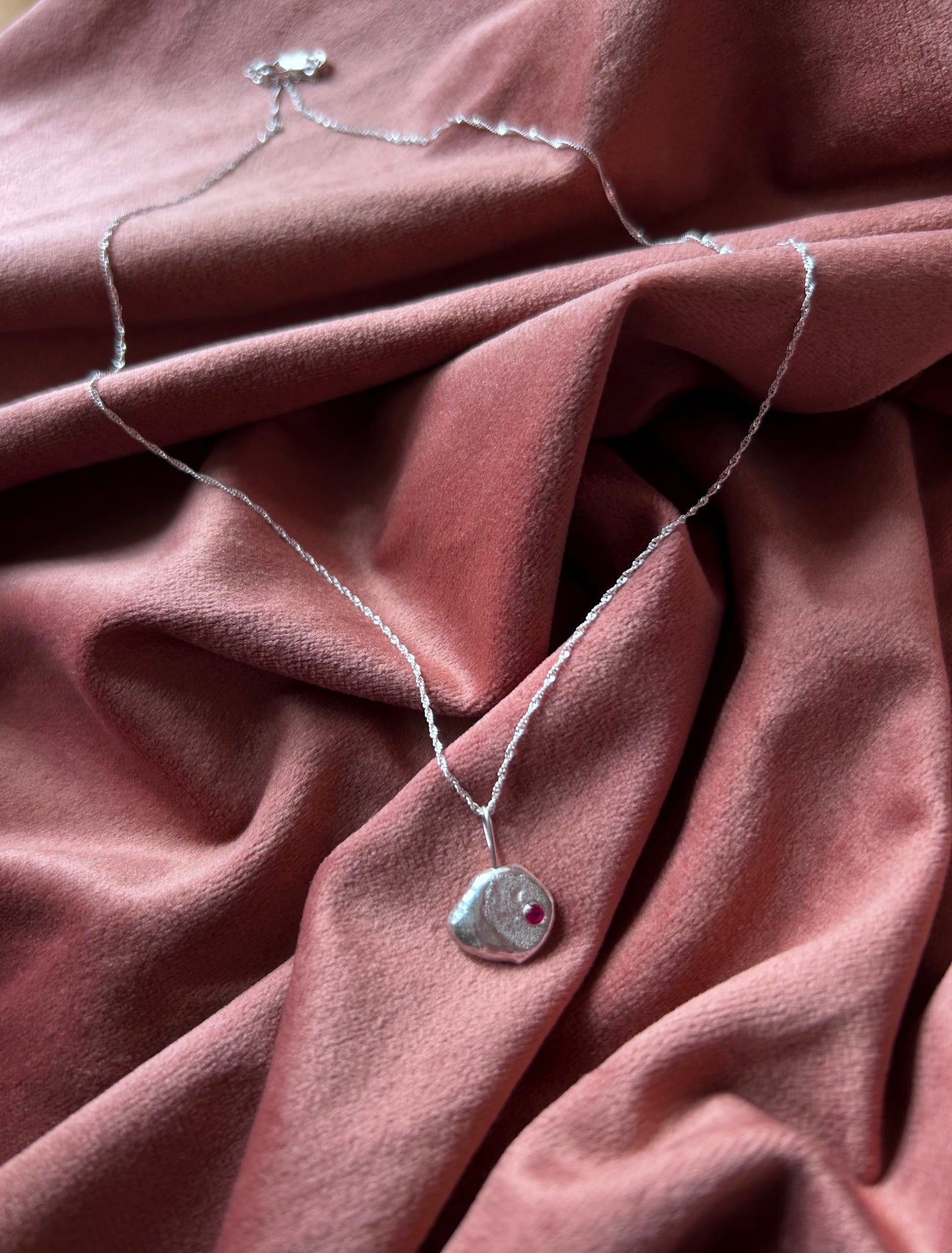 Meteor Necklace- Lab Ruby