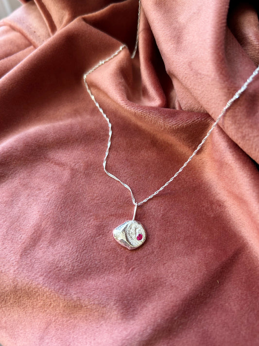 Meteor Necklace- Lab Ruby