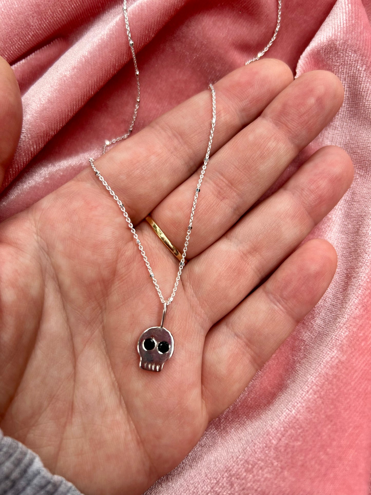 Memento Mori Necklace- Sterling and Black Spinel