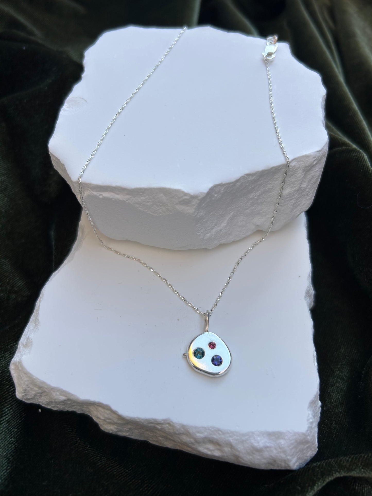 Tide Pool Necklace- Iolite, Topaz, and Tourmaline