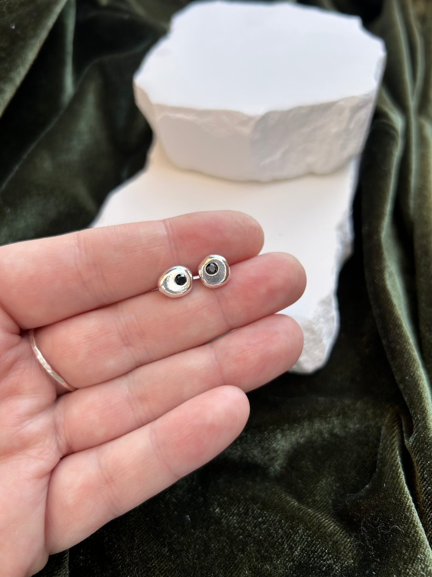 Black Spinel Meteor Earrings