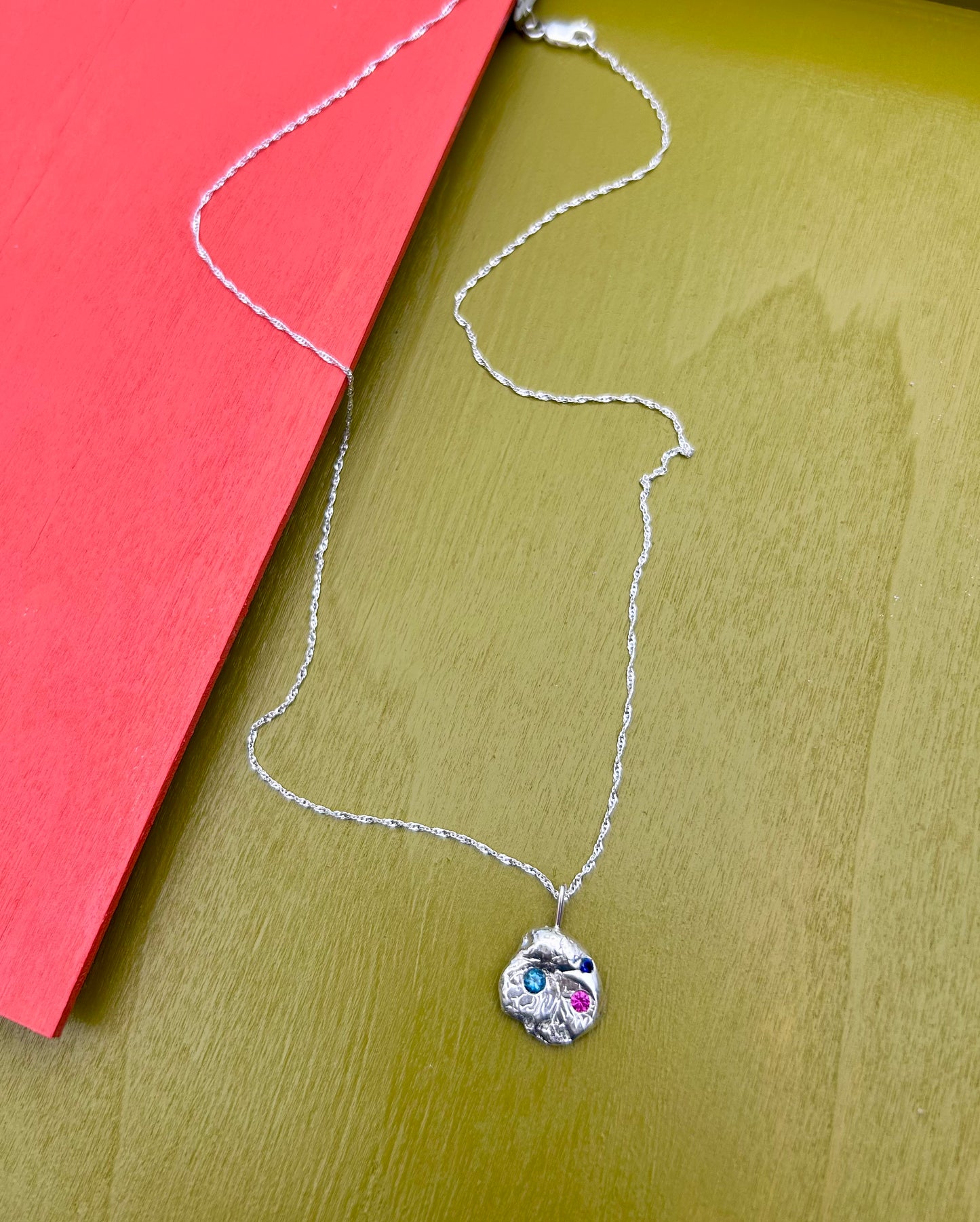 Tide Pool Necklace- Topaz, Lab Ruby, Lab Sapphire (One of a Kind)
