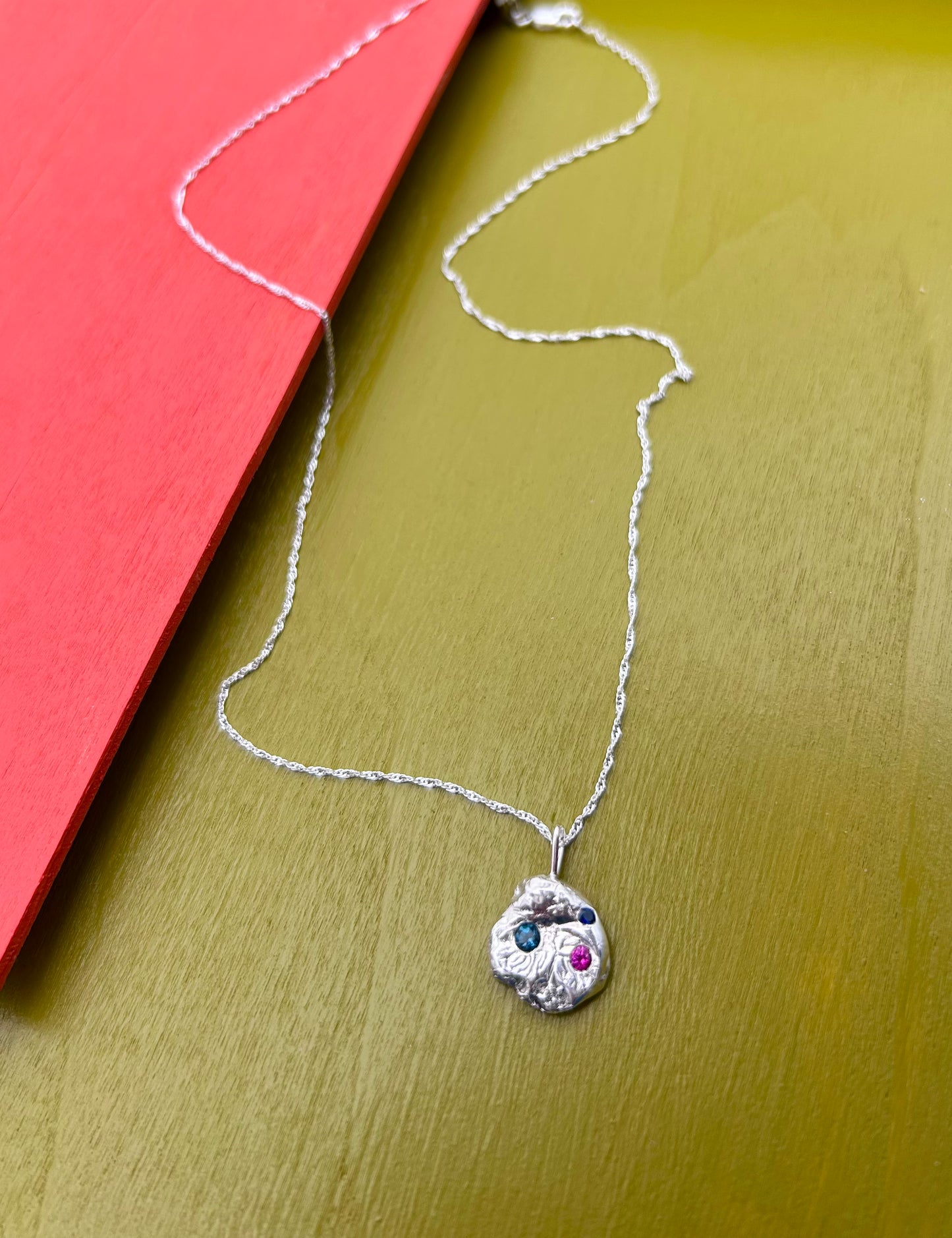 Tide Pool Necklace- Topaz, Lab Ruby, Lab Sapphire (One of a Kind)