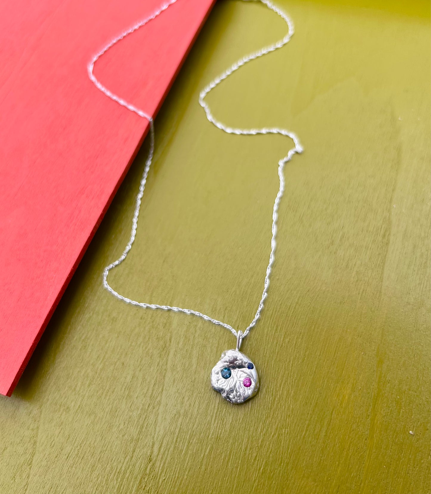 Tide Pool Necklace- Topaz, Lab Ruby, Lab Sapphire (One of a Kind)