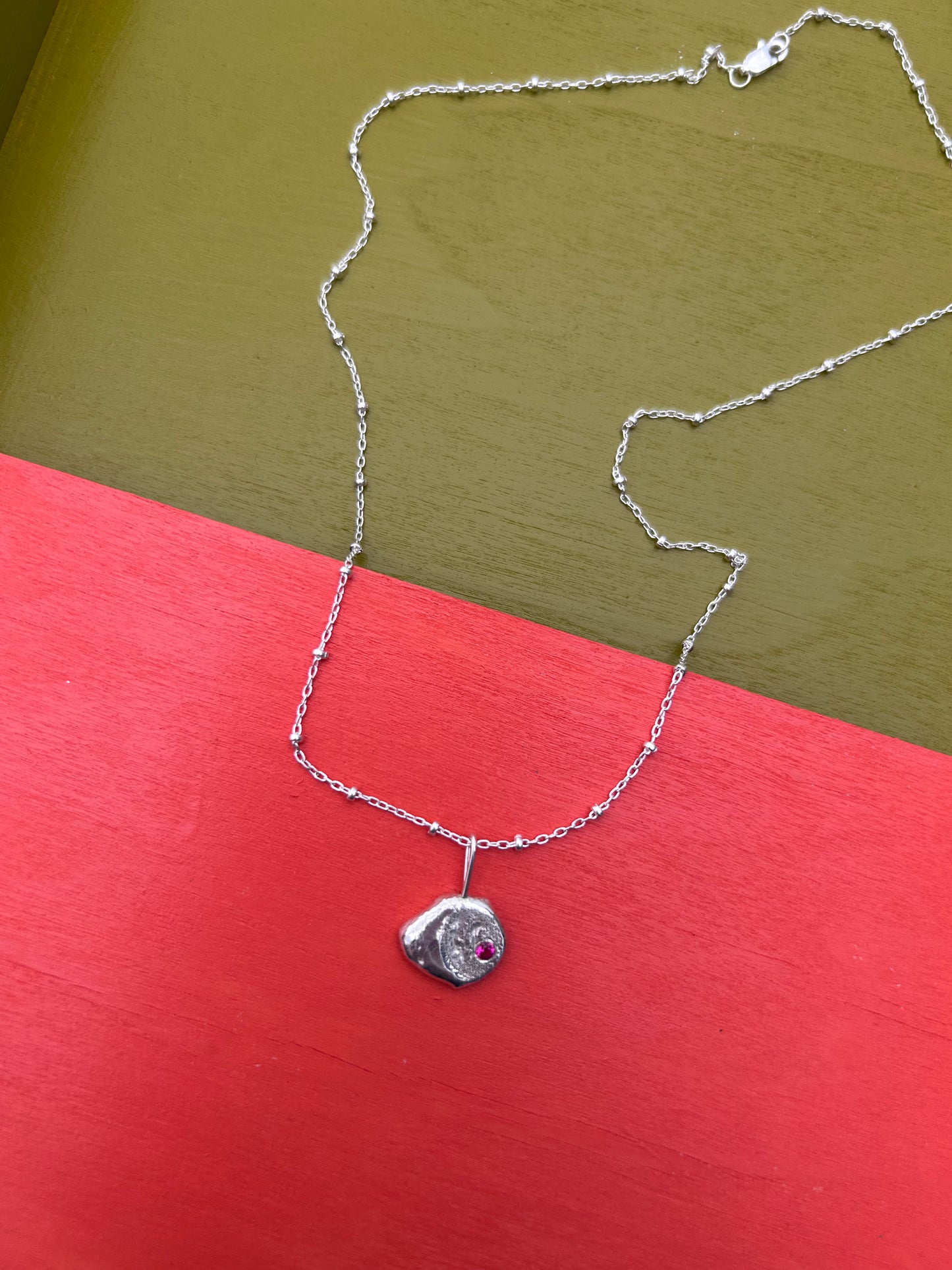 Meteor Necklace- Lab Ruby