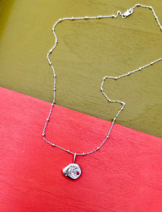 Meteor Necklace- Lab Ruby