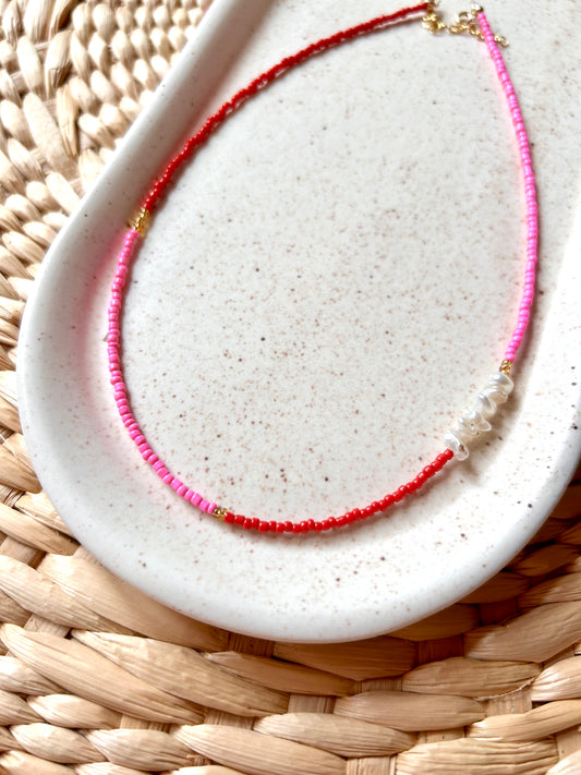 Tide Pool Necklace in Pink and Red