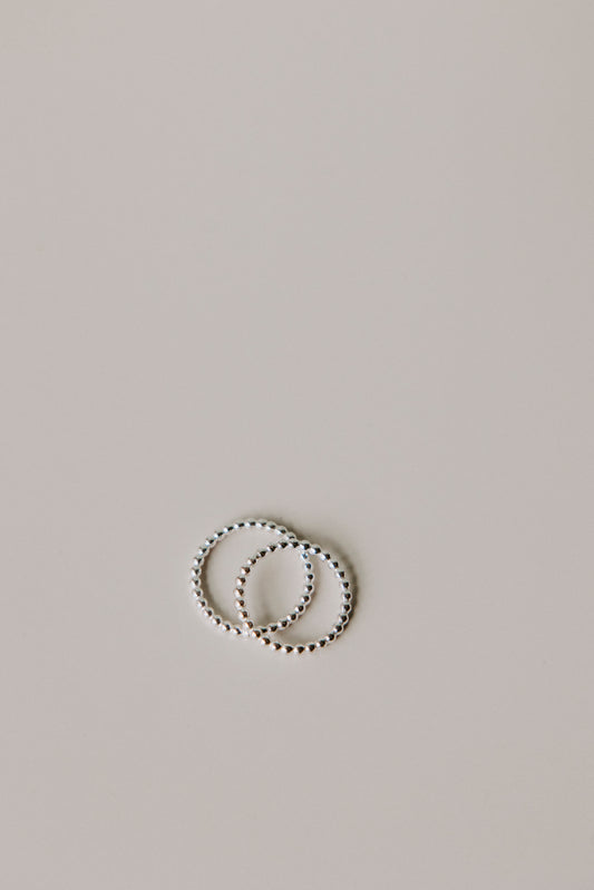 Beaded Stacking Ring- Sterling Silver