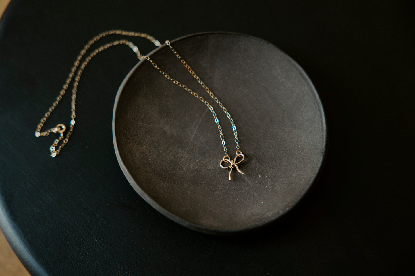 Dainty Bow Necklace- 14k Gold Filled