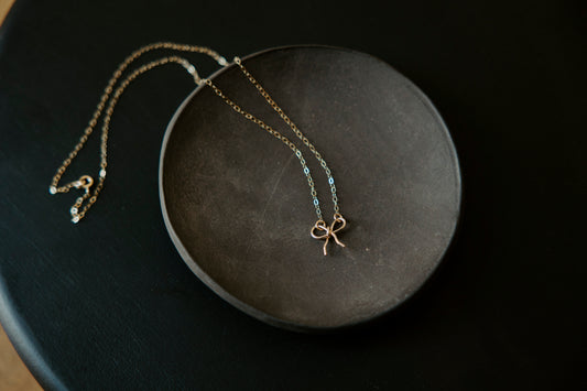 Dainty Bow Necklace- 14k Gold Filled