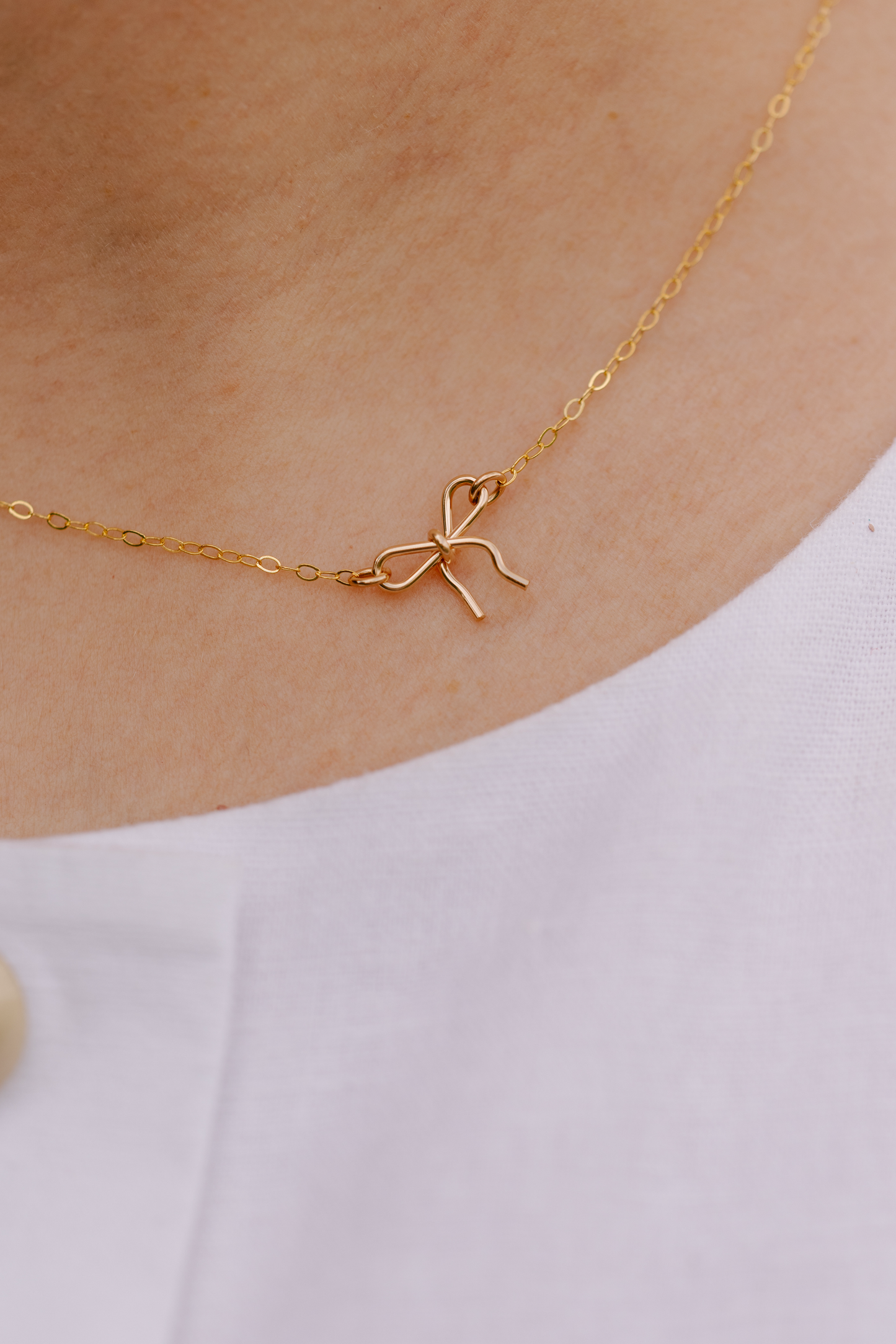 Dainty Bow Necklace- 14k Gold Filled