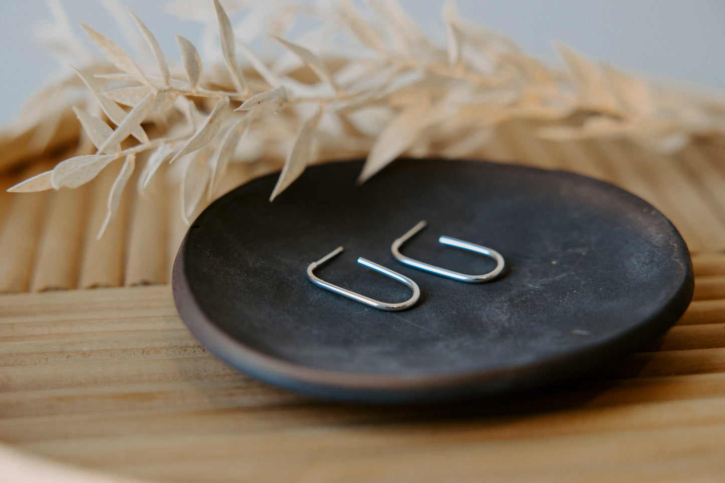 Oblong Hoop Earrings- Sterling Silver