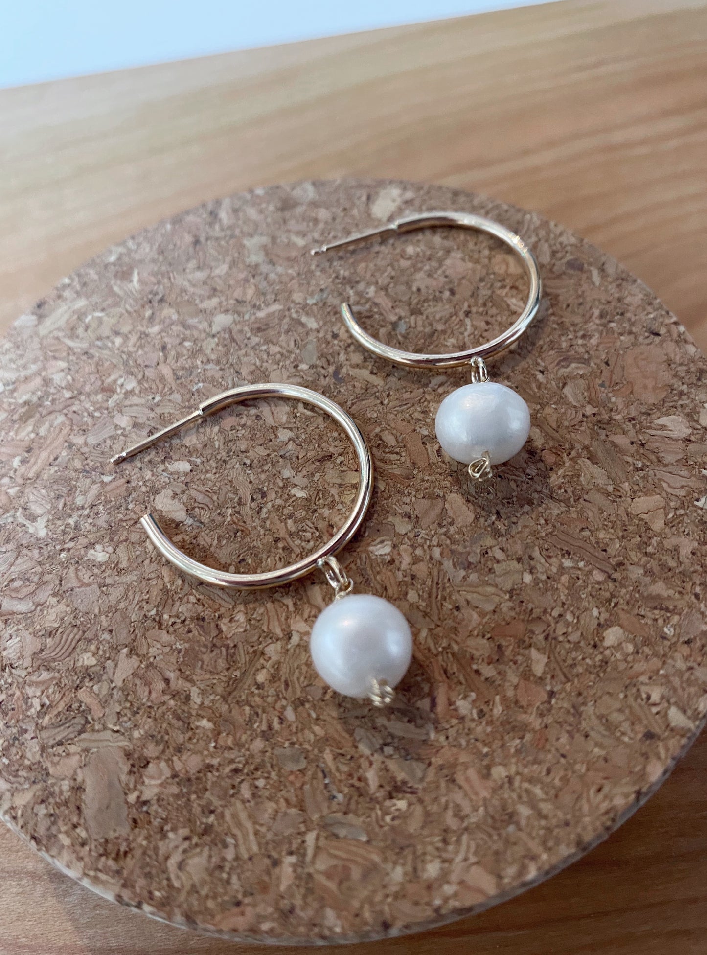 Pearl Halo Hoops- 14k Gold Filled