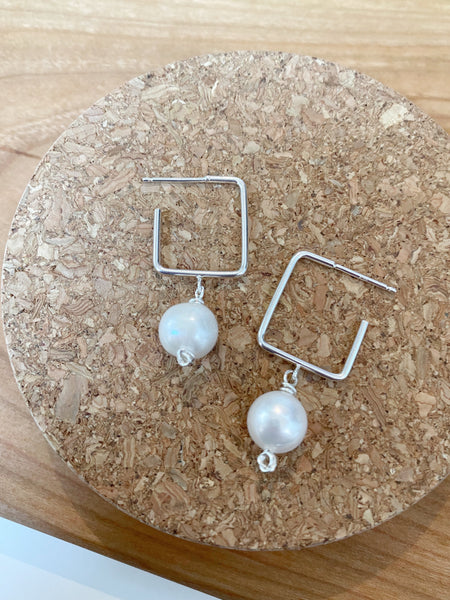 Pearl Haney Hoop Earrings - Sterling Silver