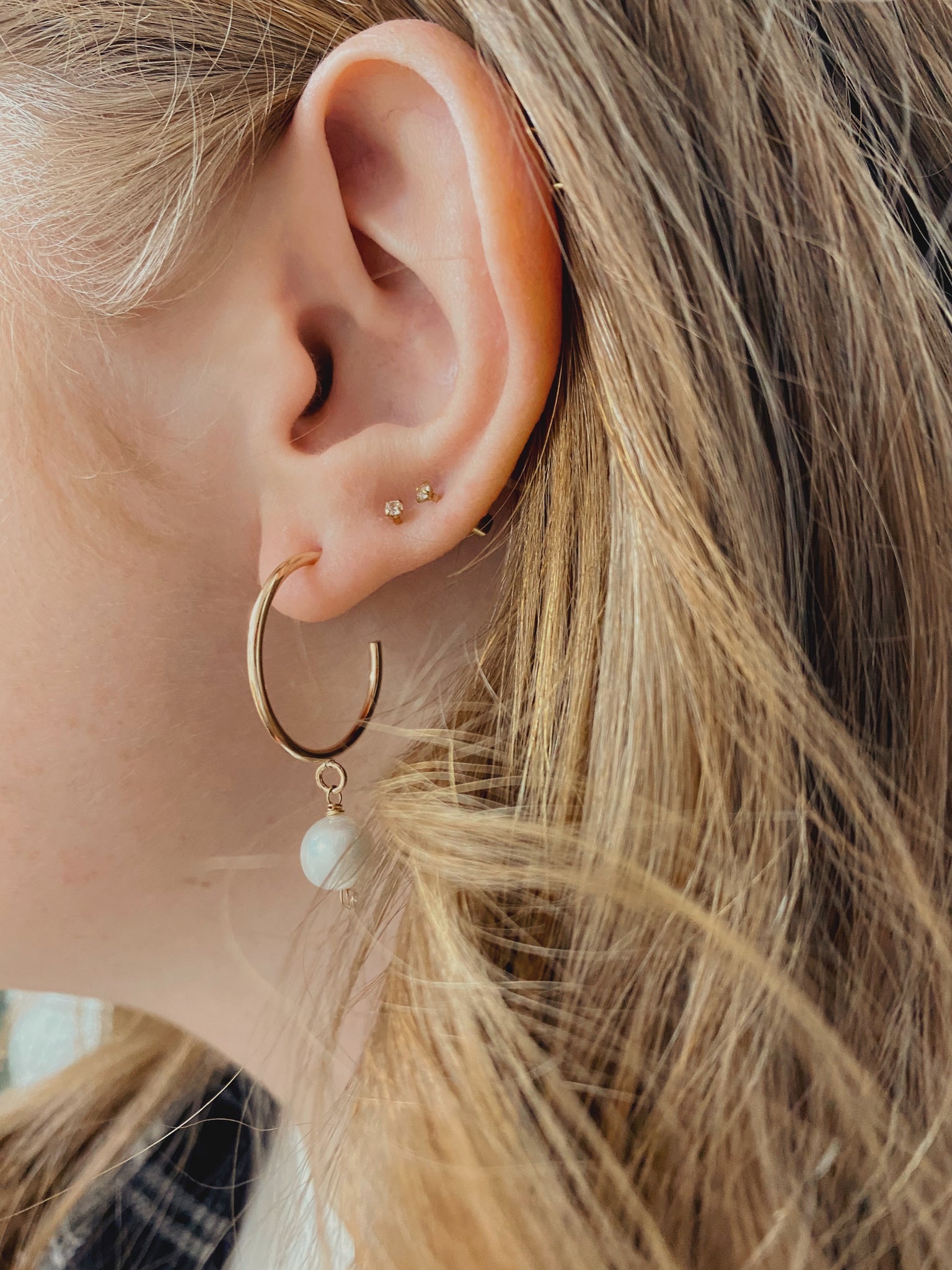 Pearl Halo Hoops- 14k Gold Filled