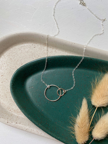 Interlocking Hoop Necklace- Sterling Silver