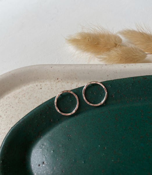 Large Circle Stud Earrings- Sterling Silver